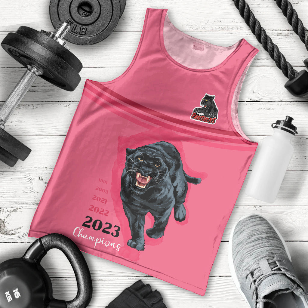 Panther Premierships Men Tank Top Go Champions 2023 Pink Simple Style - Vibe Hoodie Shop