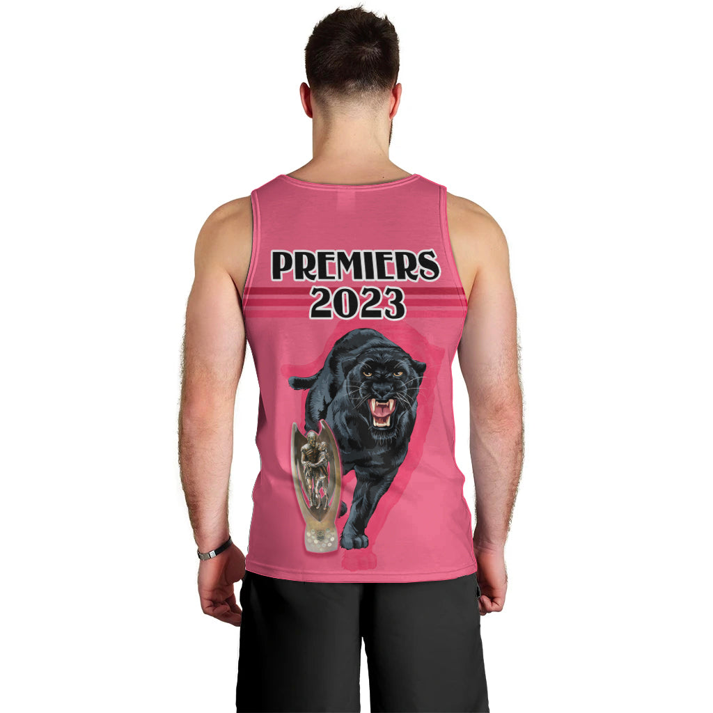 Panther Premierships Men Tank Top Go Champions 2023 Pink Simple Style - Vibe Hoodie Shop