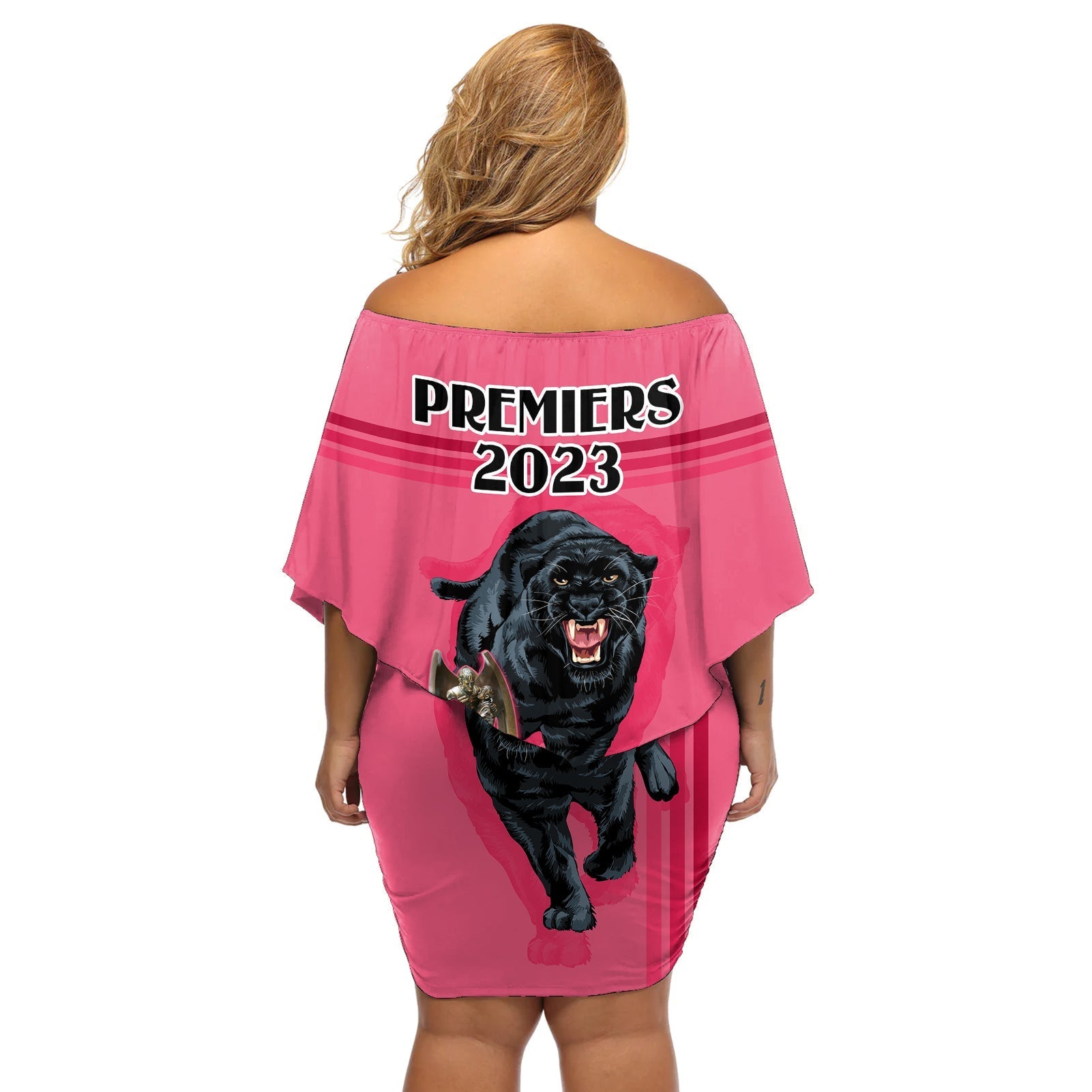 panther-premierships-off-shoulder-short-dress-go-champions-2023-pink-simple-style
