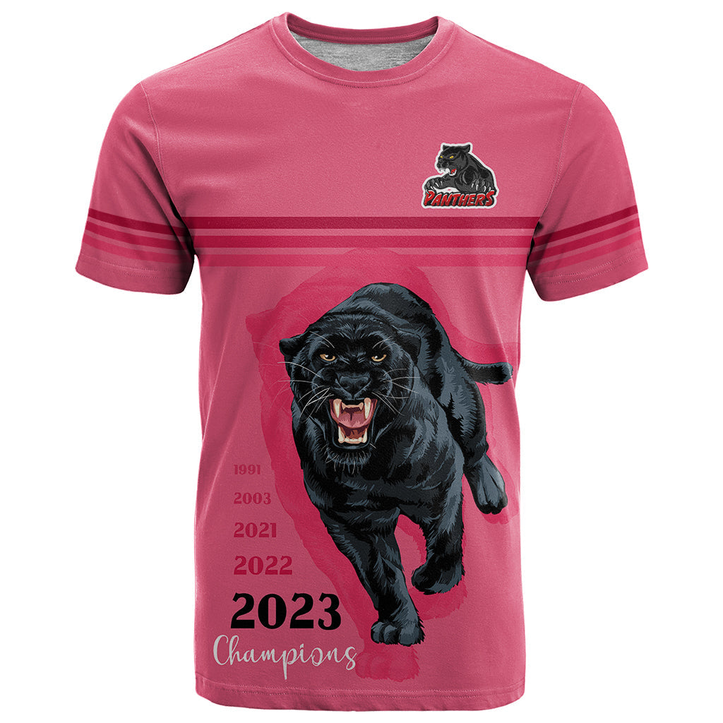 Panther Premierships T Shirt Go Champions 2023 Pink Simple Style LT9 - Vibe Hoodie Shop