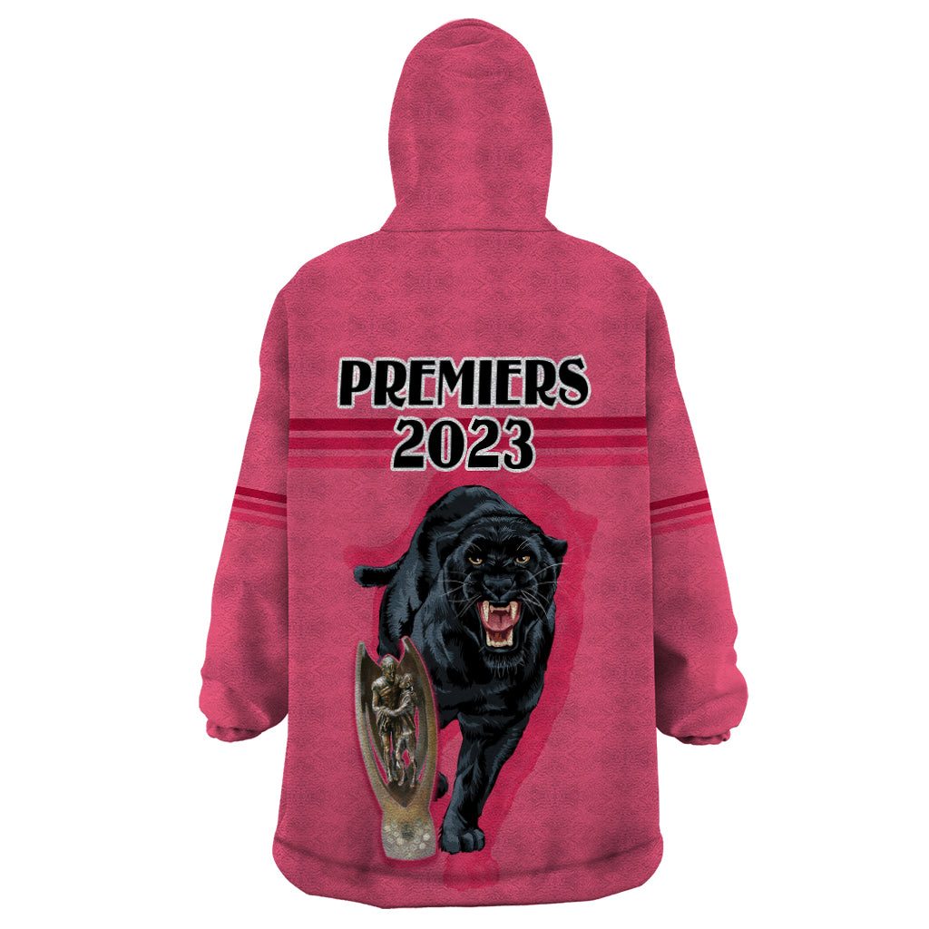 Panther Premierships Wearable Blanket Hoodie Go Champions 2023 Pink Simple Style - Vibe Hoodie Shop