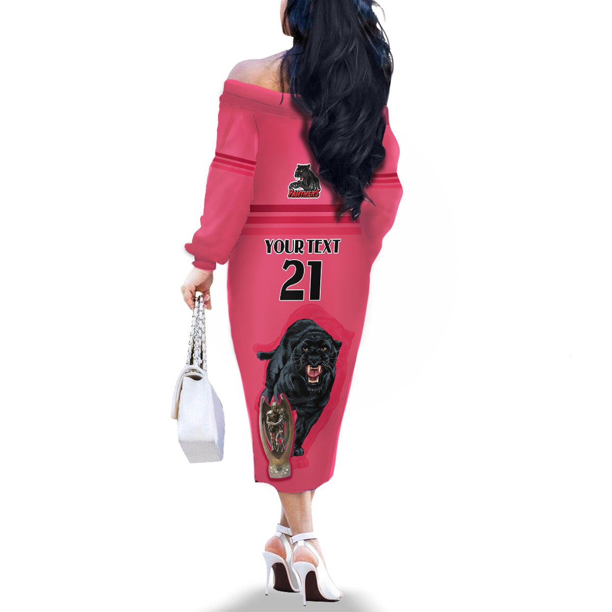custom-panther-premierships-family-matching-off-shoulder-long-sleeve-dress-and-hawaiian-shirt-go-champions-2023-pink-simple-style