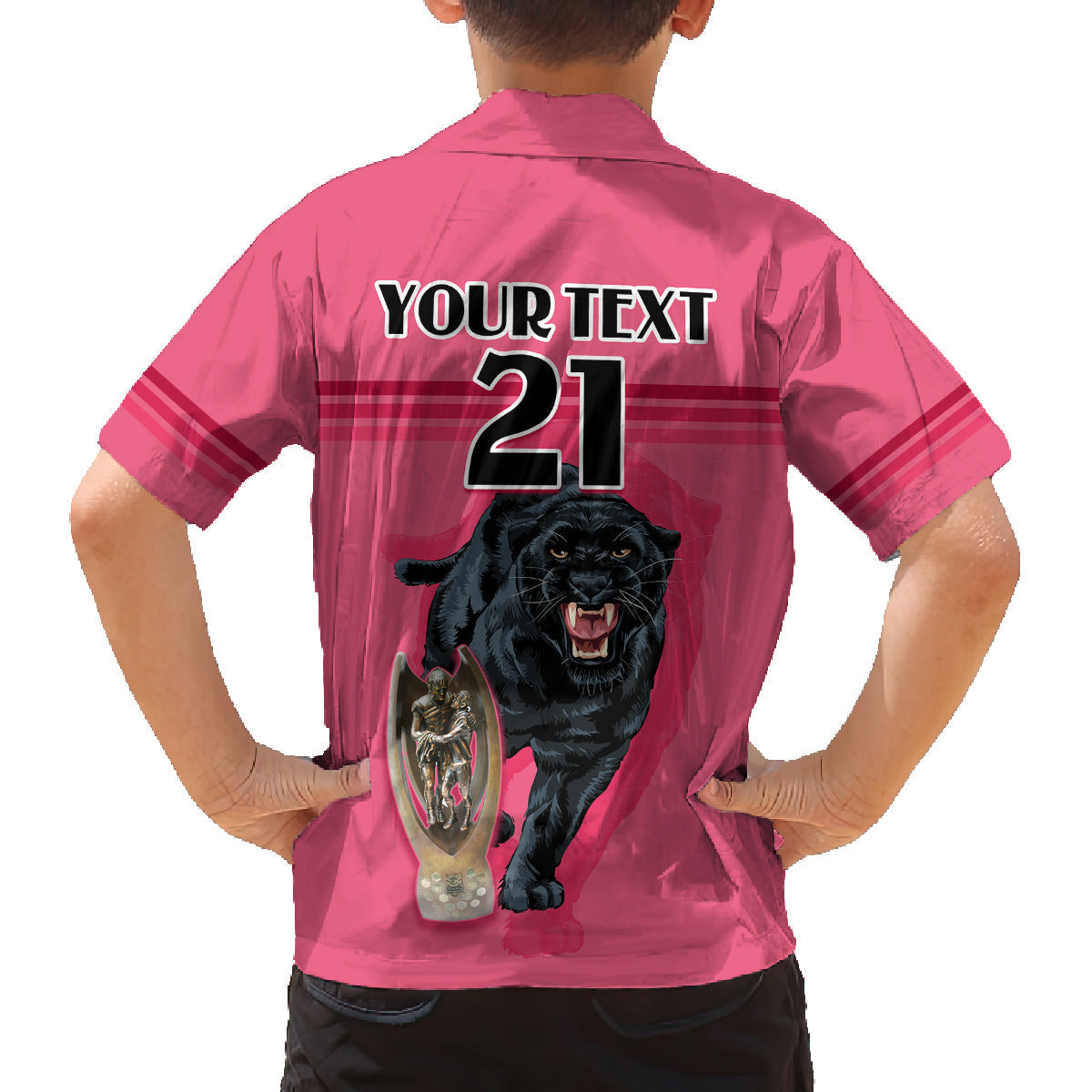 custom-panther-premierships-family-matching-off-shoulder-short-dress-and-hawaiian-shirt-go-champions-2023-pink-simple-style