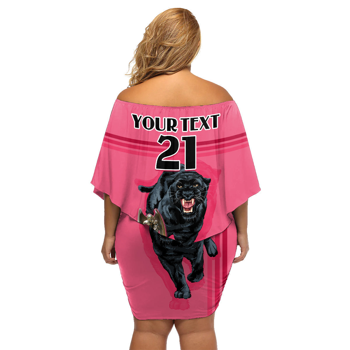 custom-panther-premierships-family-matching-off-shoulder-short-dress-and-hawaiian-shirt-go-champions-2023-pink-simple-style
