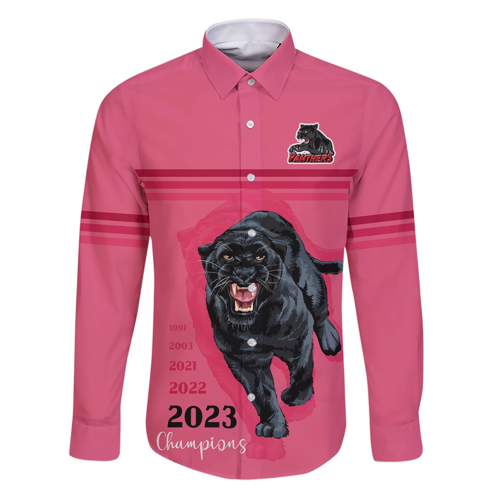 custom-panther-premierships-family-matching-short-sleeve-bodycon-dress-and-hawaiian-shirt-go-champions-2023-pink-simple-style