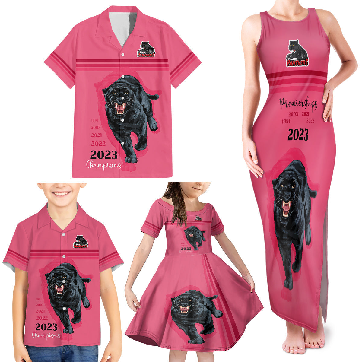 custom-panther-premierships-family-matching-tank-maxi-dress-and-hawaiian-shirt-go-champions-2023-pink-simple-style