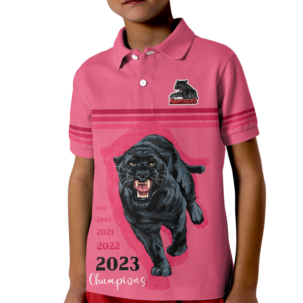 Custom Panther Premierships Kid Polo Shirt Go Champions 2023 Pink Simple Style - Vibe Hoodie Shop