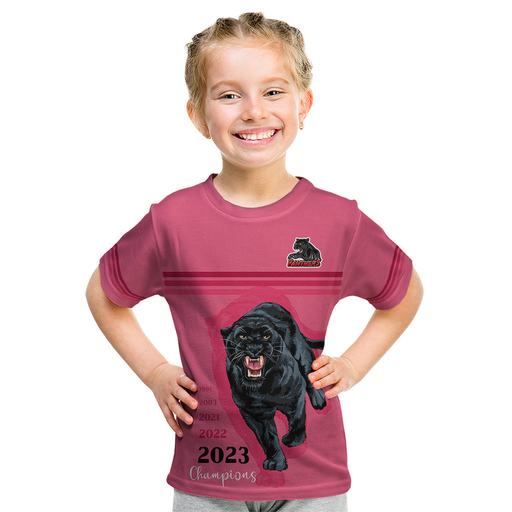 Custom Panther Premierships Kid T Shirt Go Champions 2023 Pink Simple Style - Vibe Hoodie Shop