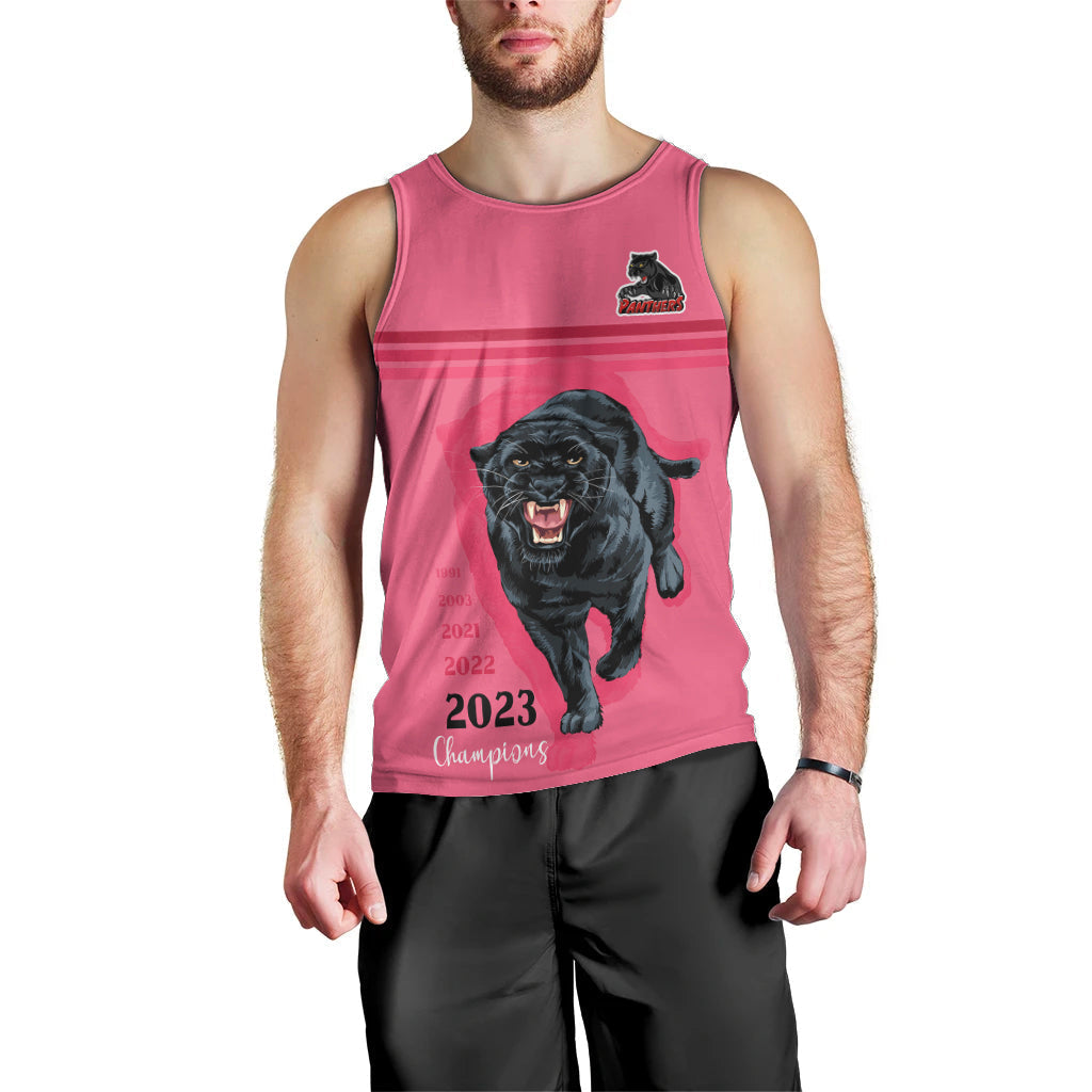 Custom Panther Premierships Men Tank Top Go Champions 2023 Pink Simple Style - Vibe Hoodie Shop
