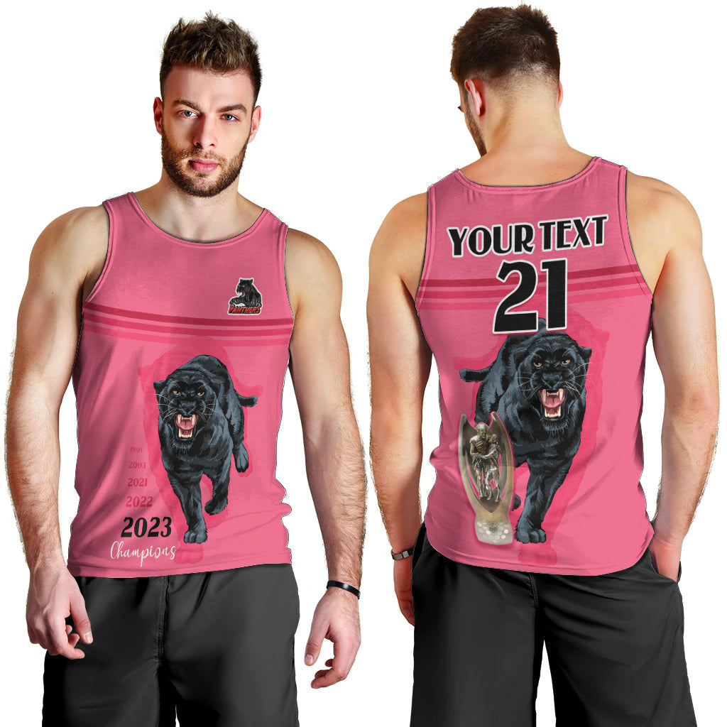 Custom Panther Premierships Men Tank Top Go Champions 2023 Pink Simple Style - Vibe Hoodie Shop