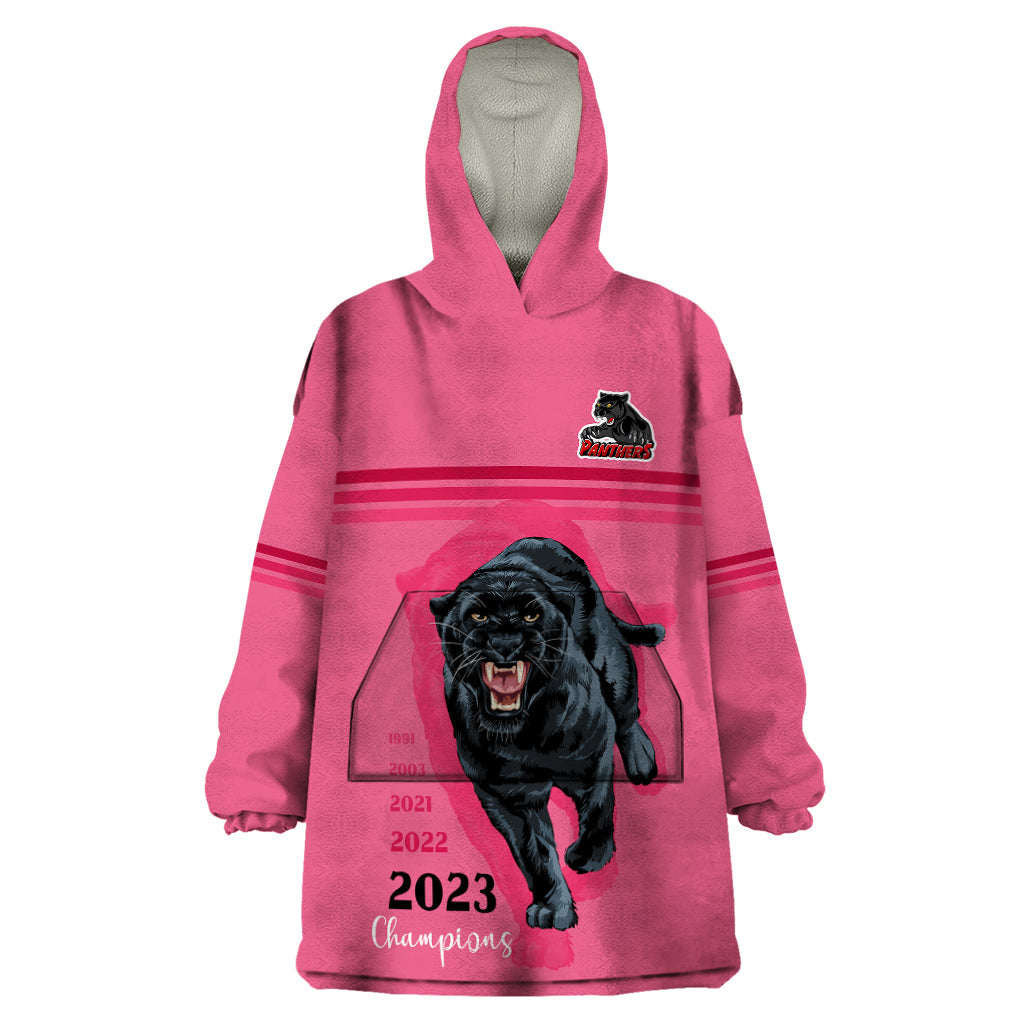 Custom Panther Premierships Wearable Blanket Hoodie Go Champions 2023 Pink Simple Style - Vibe Hoodie Shop