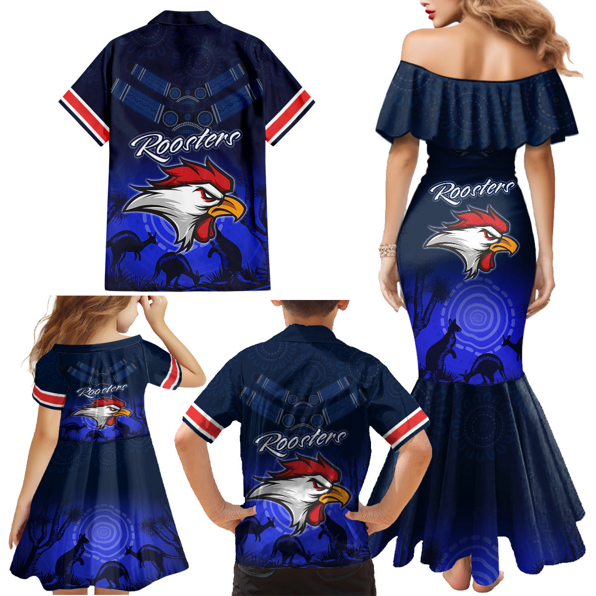 rosster-easts-to-win-family-matching-mermaid-dress-and-hawaiian-shirt-sydney-rugby-est-1908-boomerang-indeginous