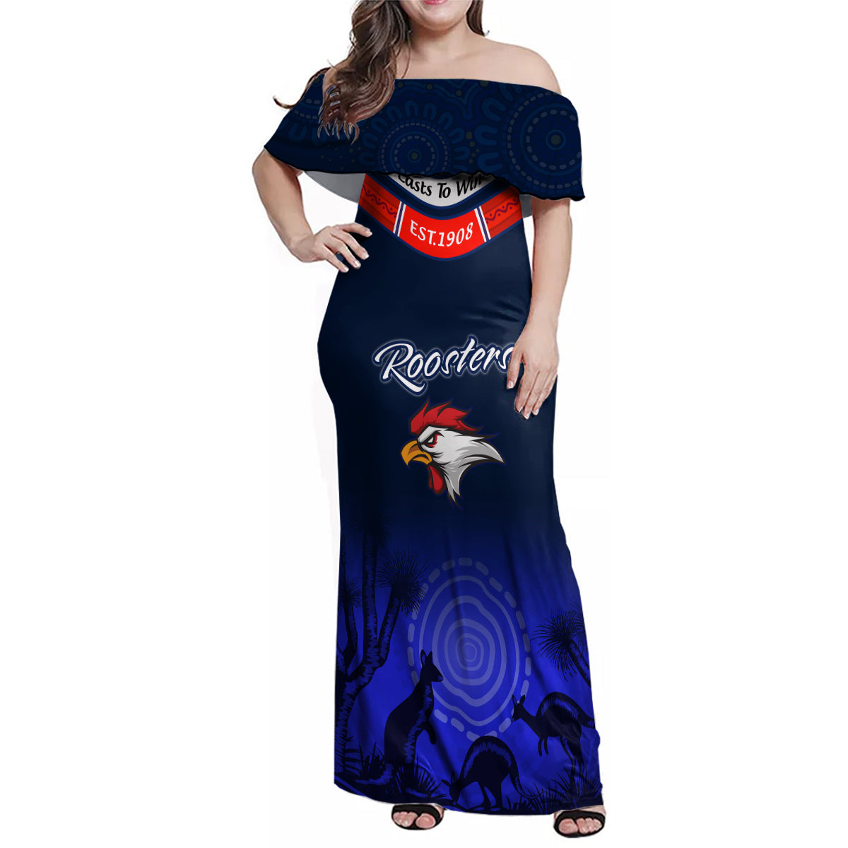 rosster-easts-to-win-family-matching-off-shoulder-maxi-dress-and-hawaiian-shirt-sydney-rugby-est-1908-boomerang-indeginous