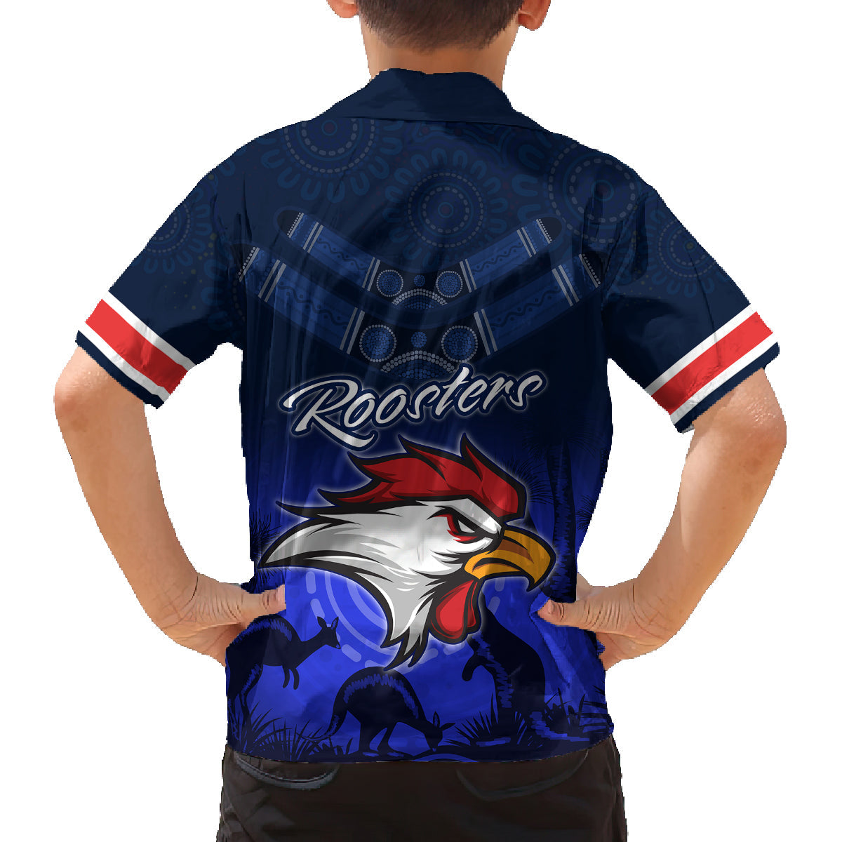 rosster-easts-to-win-family-matching-off-shoulder-short-dress-and-hawaiian-shirt-sydney-rugby-est-1908-boomerang-indeginous