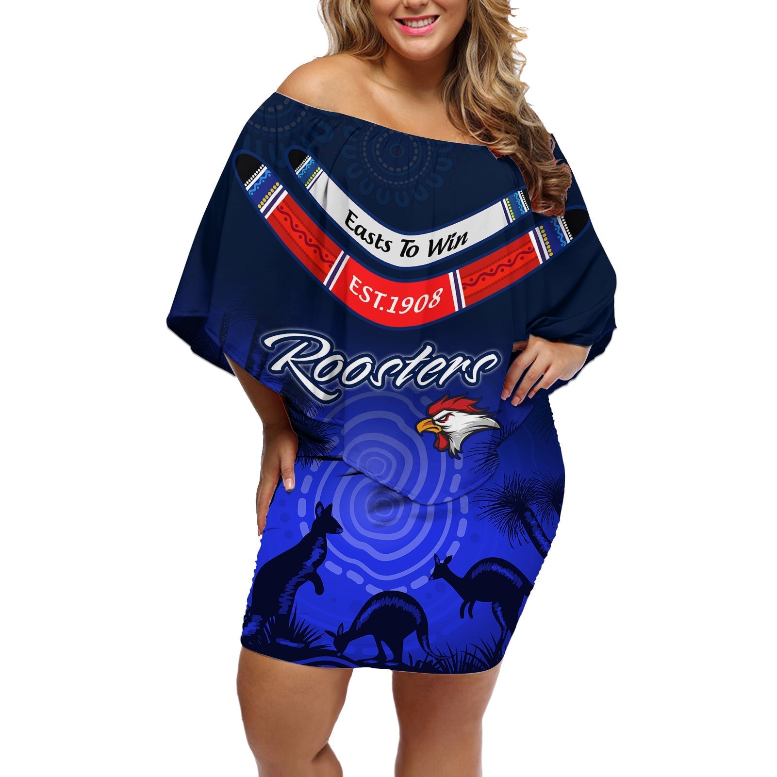 rosster-easts-to-win-off-shoulder-short-dress-sydney-rugby-est-1908-boomerang-indeginous