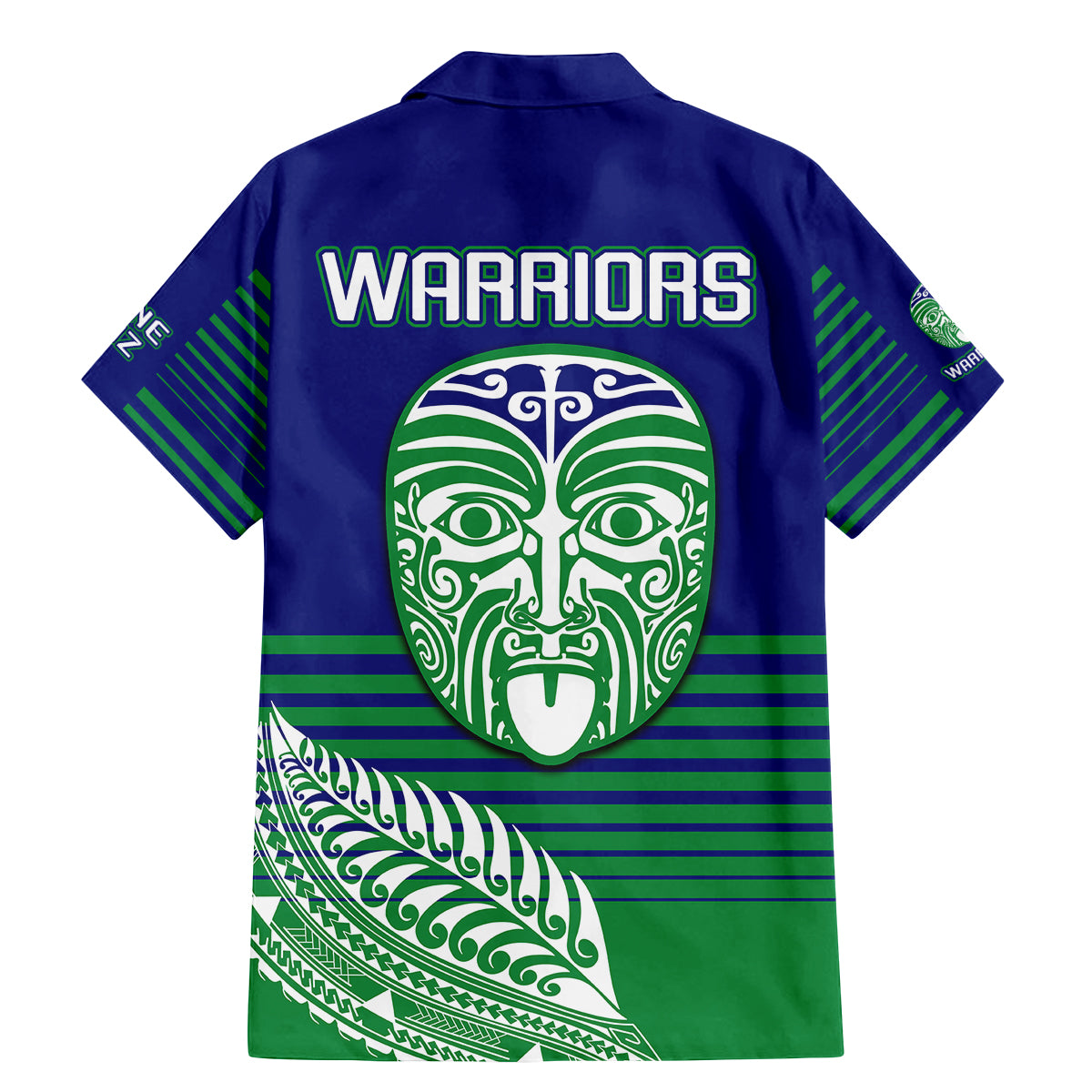 warriors-new-zealand-rugby-family-matching-mermaid-dress-and-hawaiian-shirt-maori-face-ta-moko-simple-style