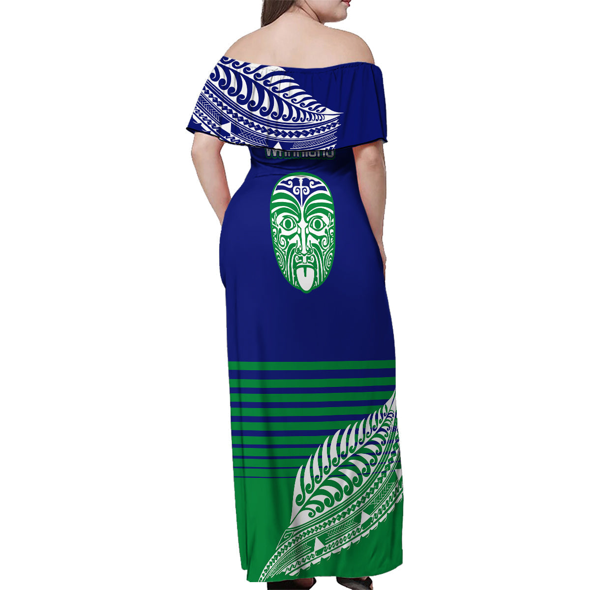 warriors-new-zealand-rugby-family-matching-off-shoulder-maxi-dress-and-hawaiian-shirt-maori-face-ta-moko-simple-style