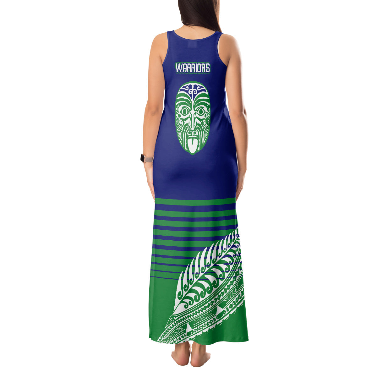 warriors-new-zealand-rugby-tank-maxi-dress-maori-face-ta-moko-simple-style
