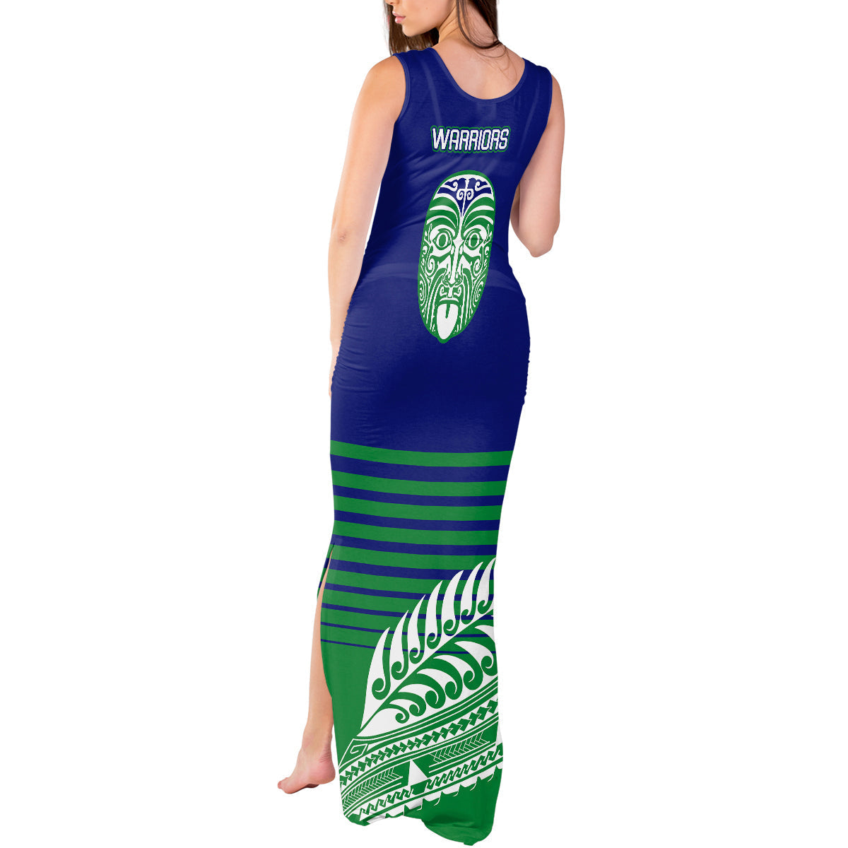 warriors-new-zealand-rugby-tank-maxi-dress-maori-face-ta-moko-simple-style