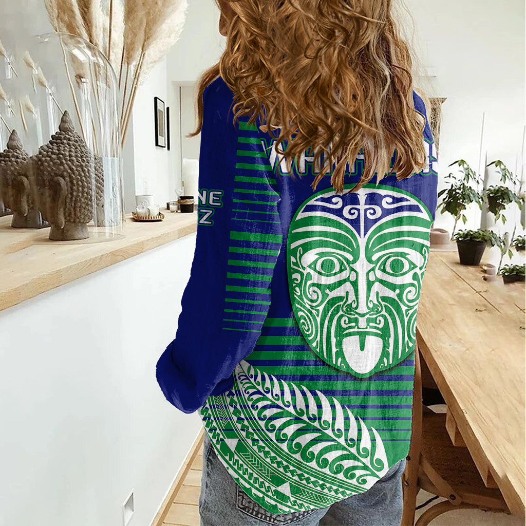 warriors-new-zealand-rugby-women-casual-shirt-maori-face-ta-moko-simple-style