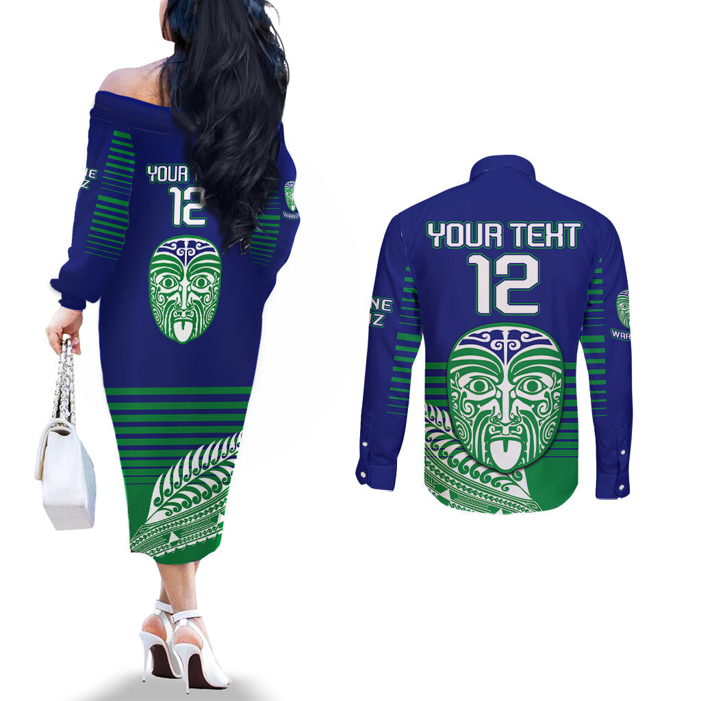 custom-warriors-new-zealand-rugby-couples-matching-off-the-shoulder-long-sleeve-dress-and-long-sleeve-button-shirts-maori-face-ta-moko-simple-style