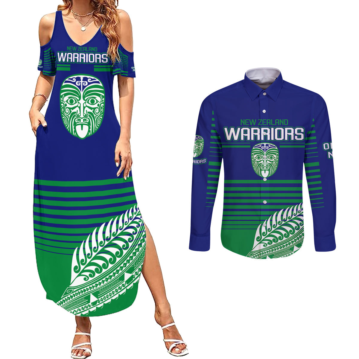 custom-warriors-new-zealand-rugby-couples-matching-summer-maxi-dress-and-long-sleeve-button-shirts-maori-face-ta-moko-simple-style
