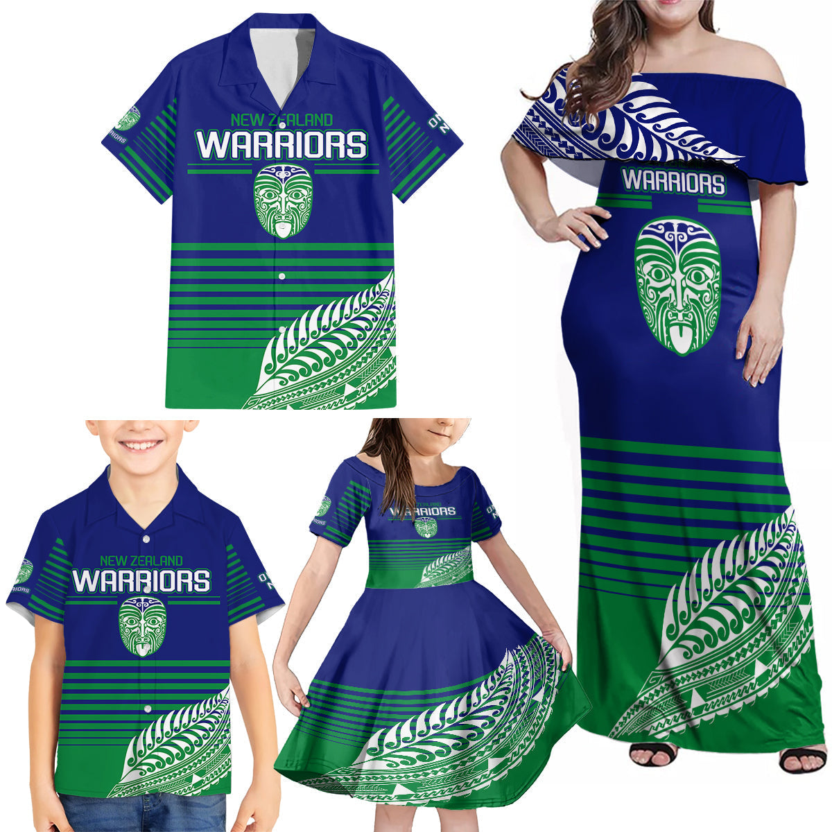 custom-warriors-new-zealand-rugby-family-matching-off-shoulder-maxi-dress-and-hawaiian-shirt-maori-face-ta-moko-simple-style