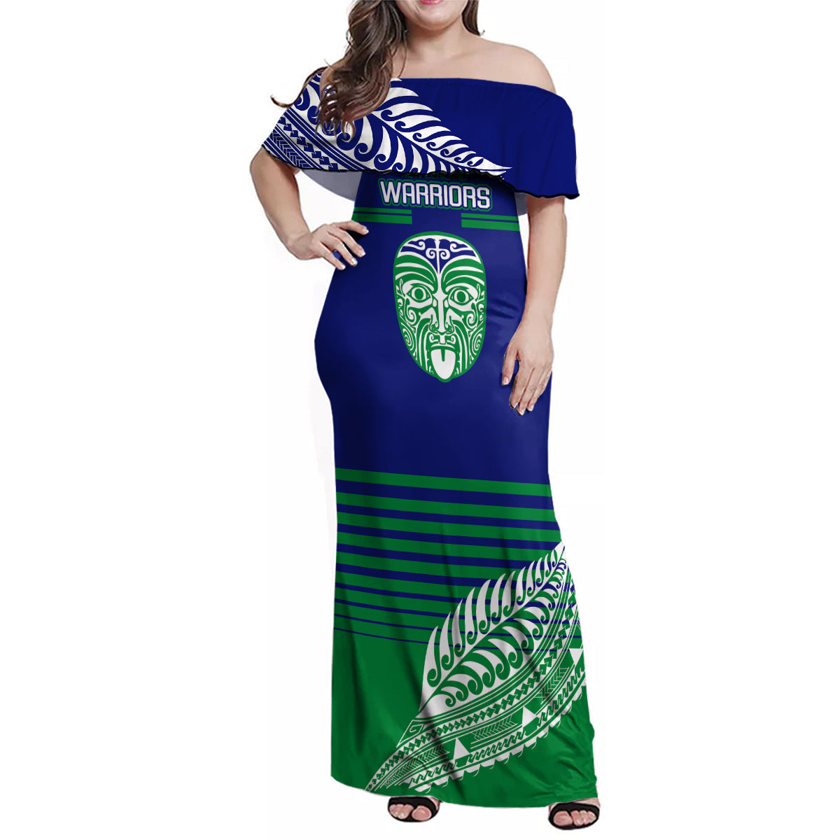 custom-warriors-new-zealand-rugby-family-matching-off-shoulder-maxi-dress-and-hawaiian-shirt-maori-face-ta-moko-simple-style