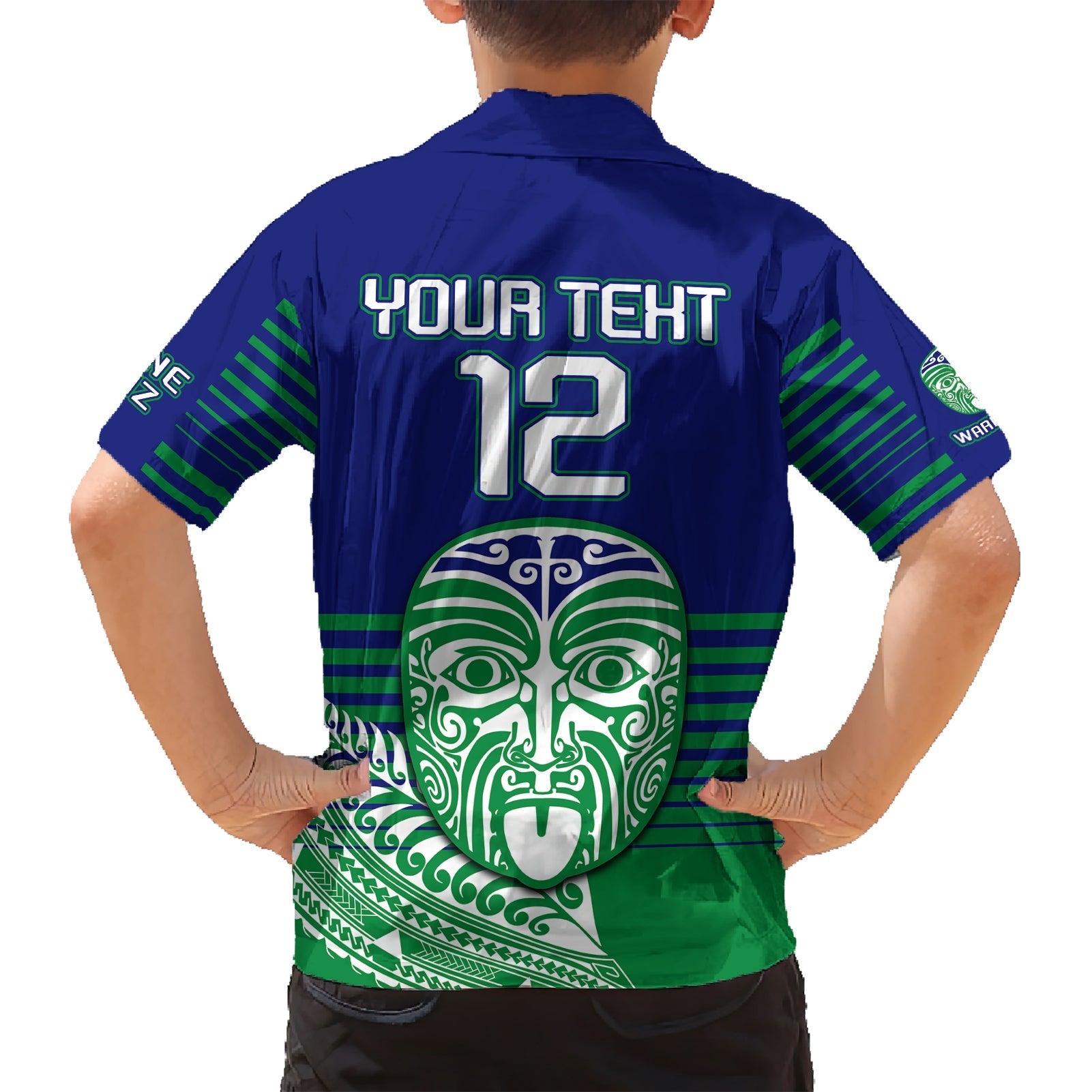 custom-warriors-new-zealand-rugby-family-matching-short-sleeve-bodycon-dress-and-hawaiian-shirt-maori-face-ta-moko-simple-style