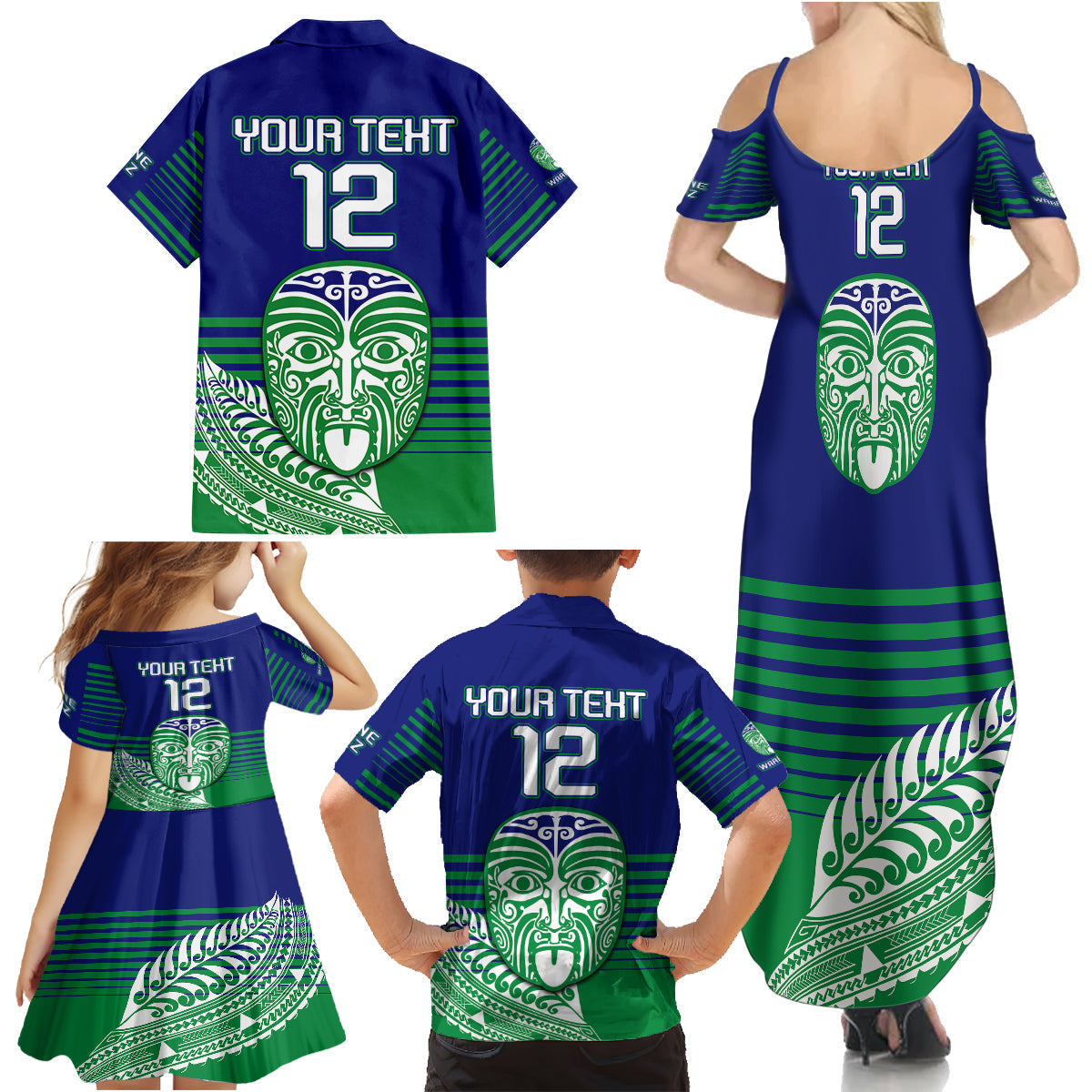custom-warriors-new-zealand-rugby-family-matching-summer-maxi-dress-and-hawaiian-shirt-maori-face-ta-moko-simple-style