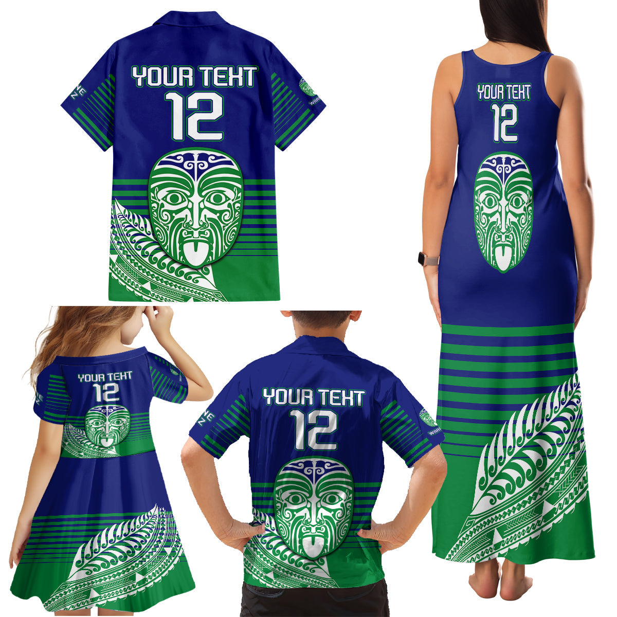 custom-warriors-new-zealand-rugby-family-matching-tank-maxi-dress-and-hawaiian-shirt-maori-face-ta-moko-simple-style