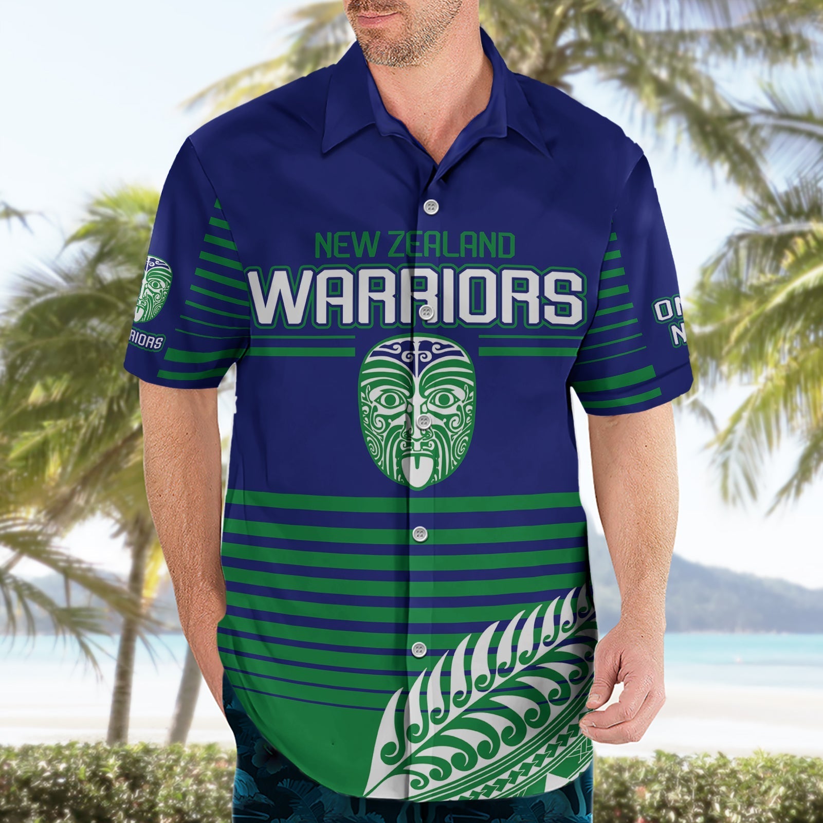 custom-warriors-new-zealand-rugby-hawaiian-shirt-maori-face-ta-moko-simple-style