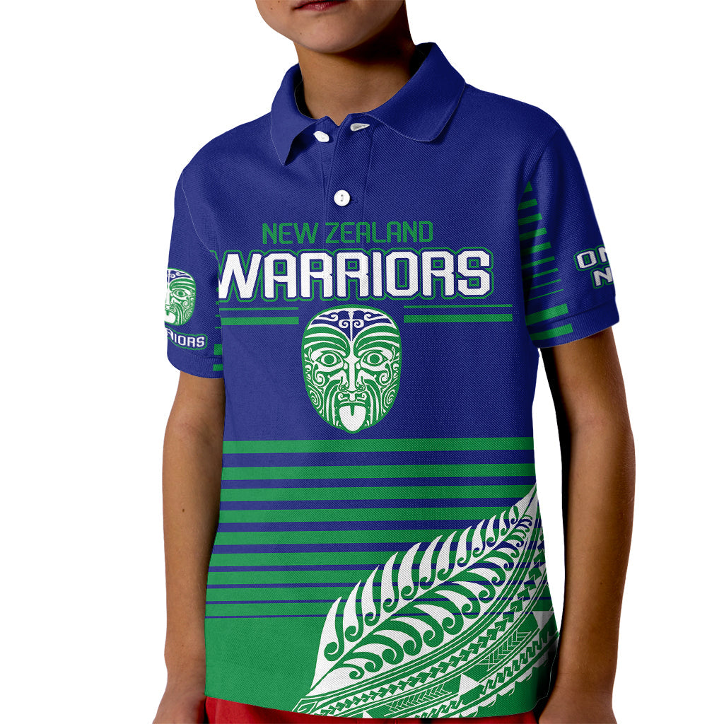custom-warriors-new-zealand-rugby-kid-polo-shirt-maori-face-ta-moko-simple-style