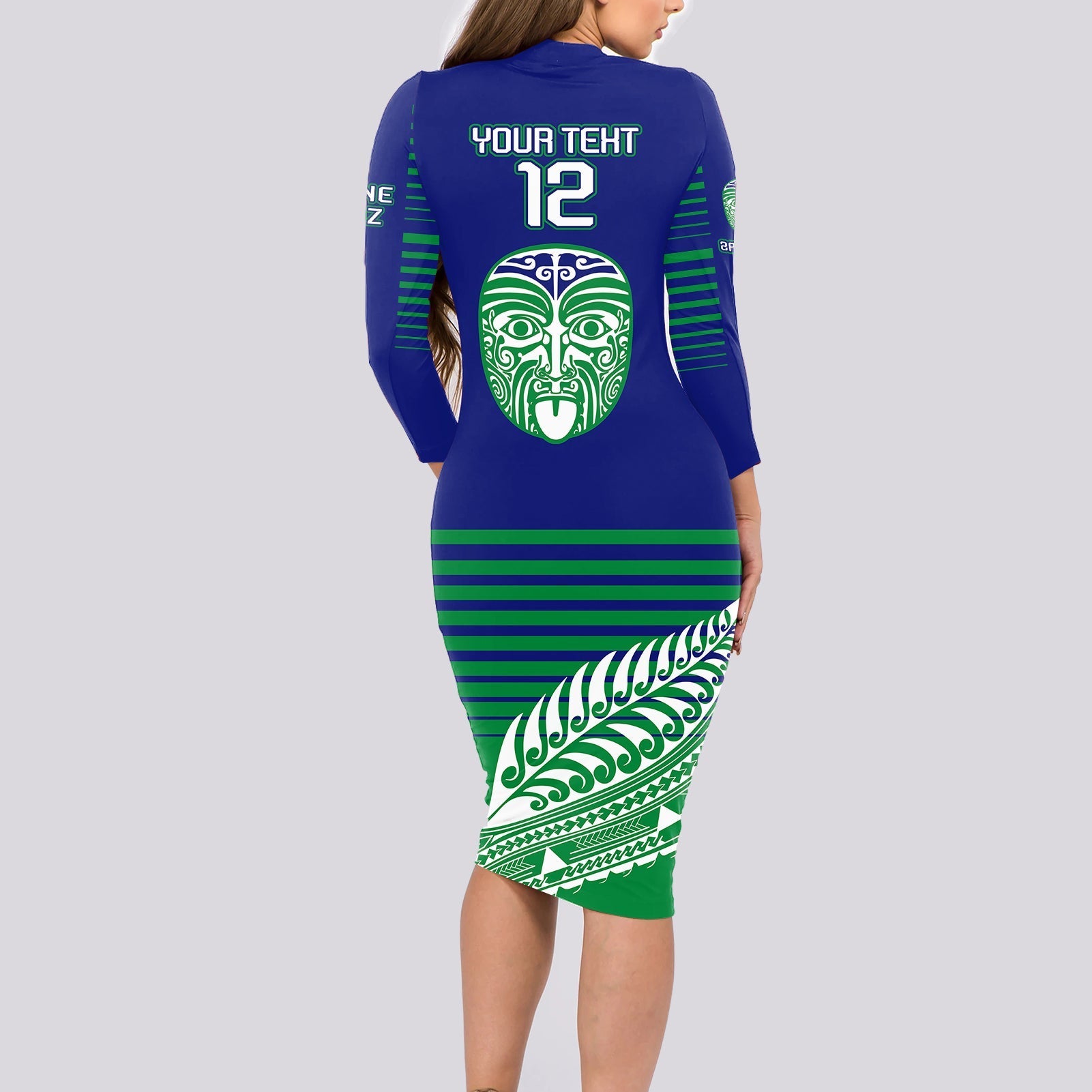 custom-warriors-new-zealand-rugby-long-sleeve-bodycon-dress-maori-face-ta-moko-simple-style