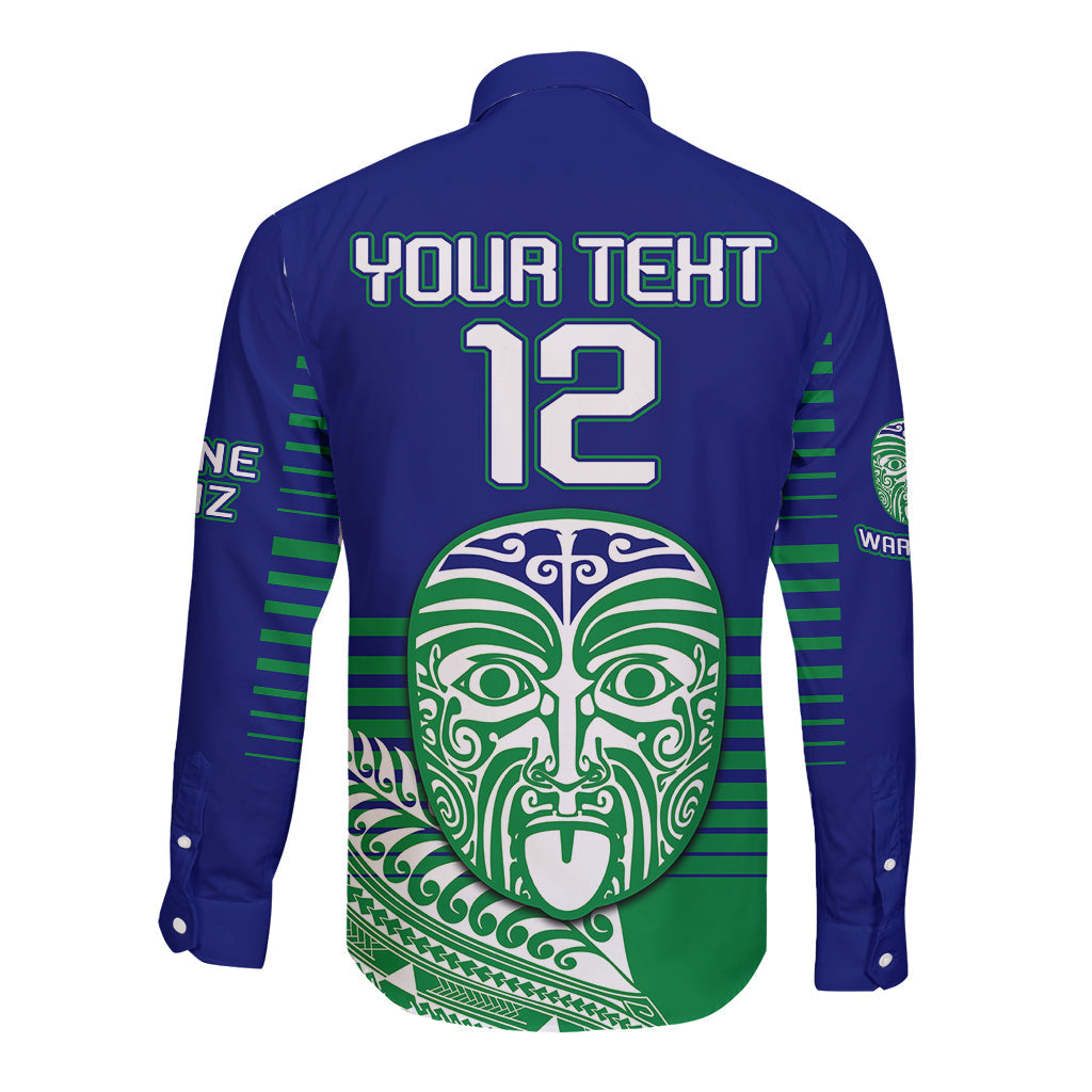 custom-warriors-new-zealand-rugby-long-sleeve-button-shirt-maori-face-ta-moko-simple-style