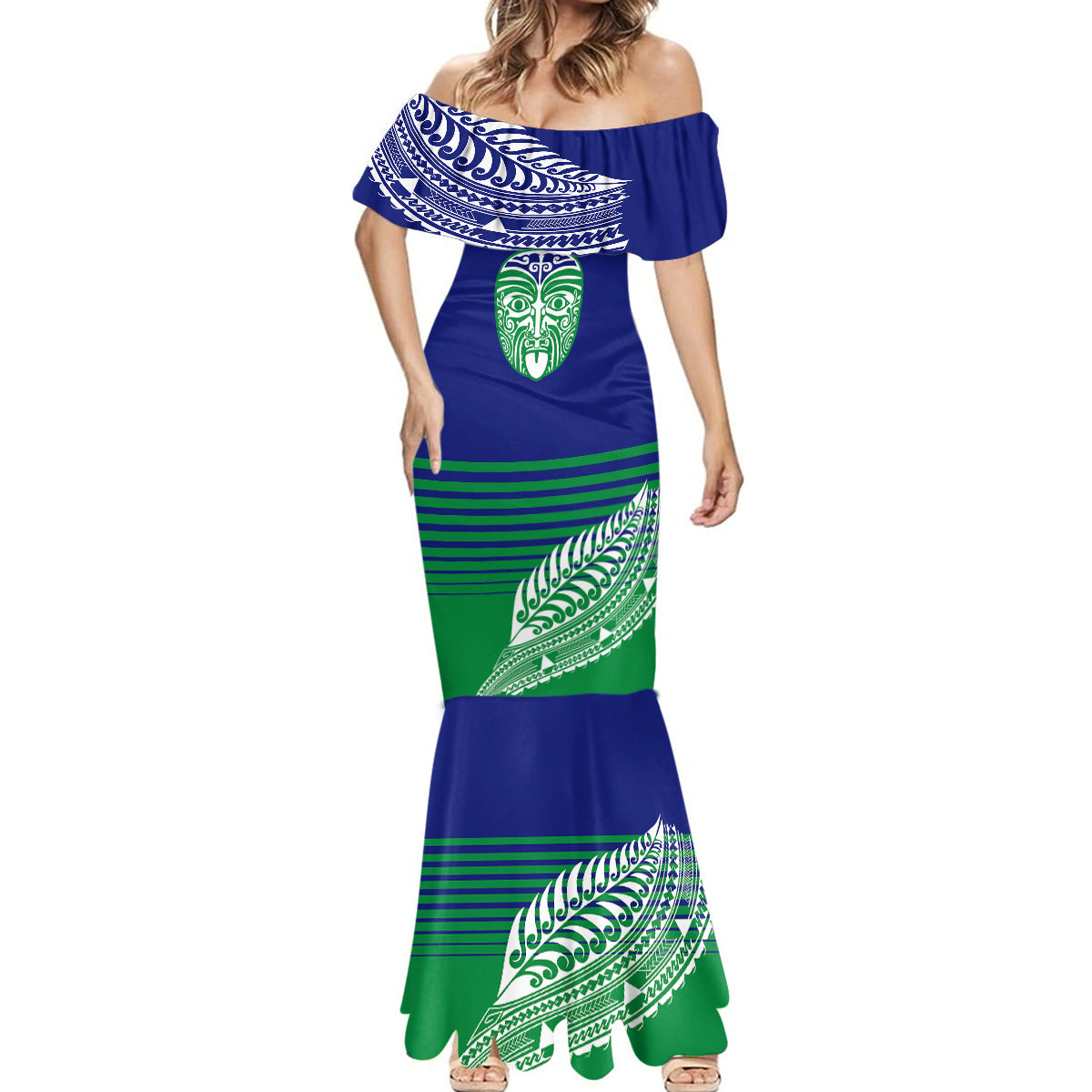 custom-warriors-new-zealand-rugby-mermaid-dress-maori-face-ta-moko-simple-style