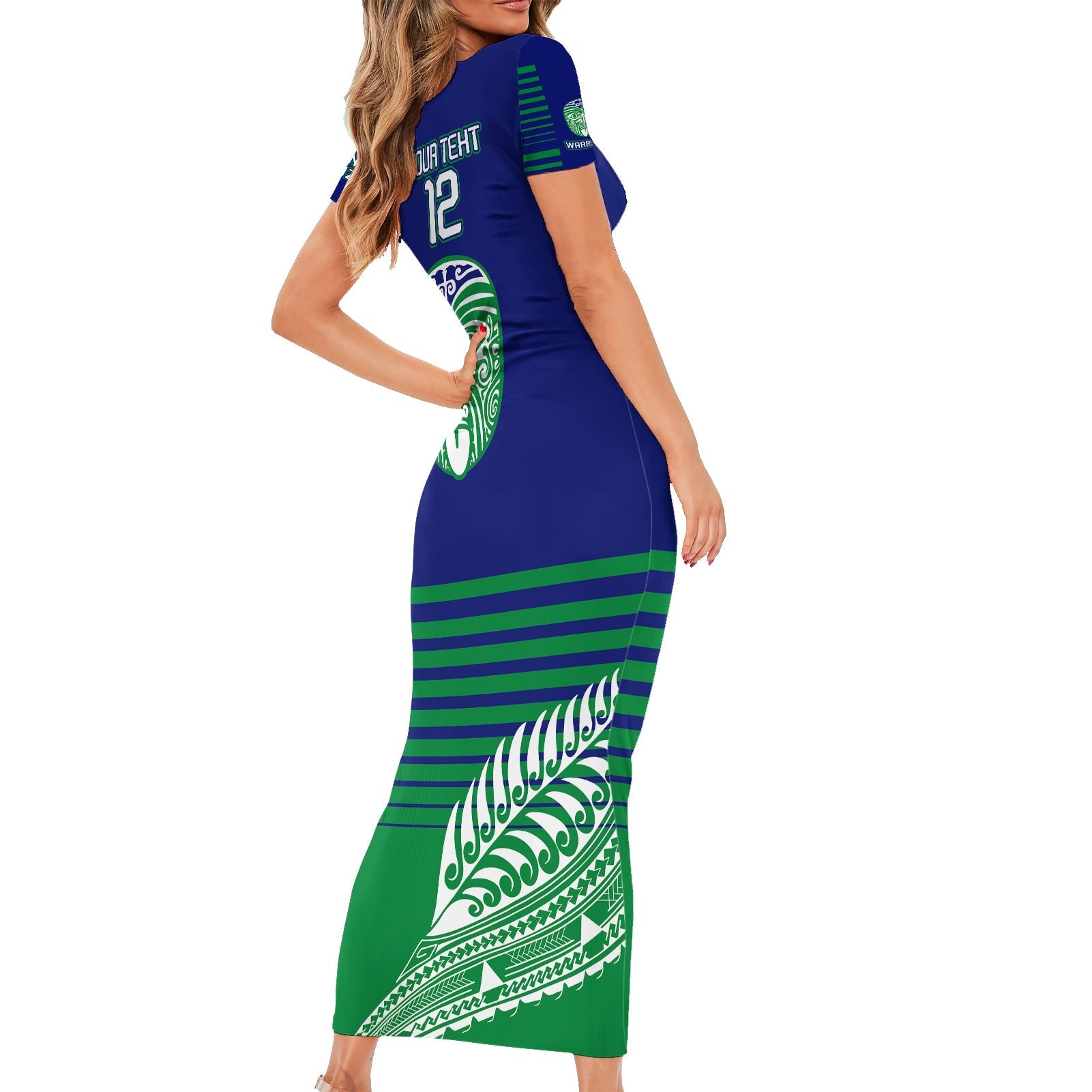 custom-warriors-new-zealand-rugby-short-sleeve-bodycon-dress-maori-face-ta-moko-simple-style
