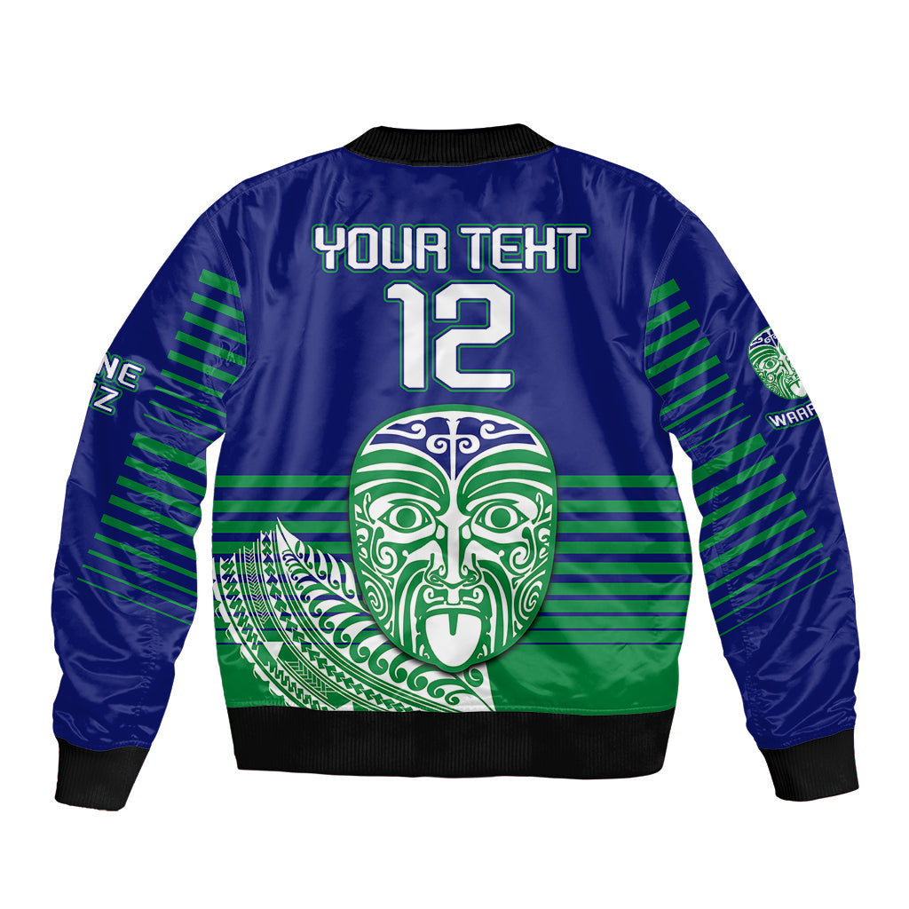 custom-warriors-new-zealand-rugby-sleeve-zip-bomber-jacket-maori-face-ta-moko-simple-style