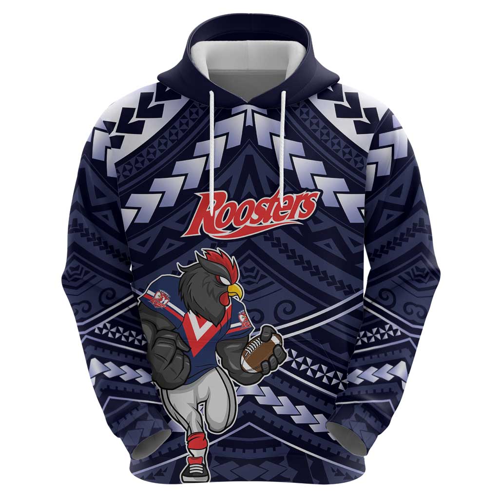 Custom Roosters Rugby Polynesian Tribal Hoodie LT9 - Vibe Hoodie Shop