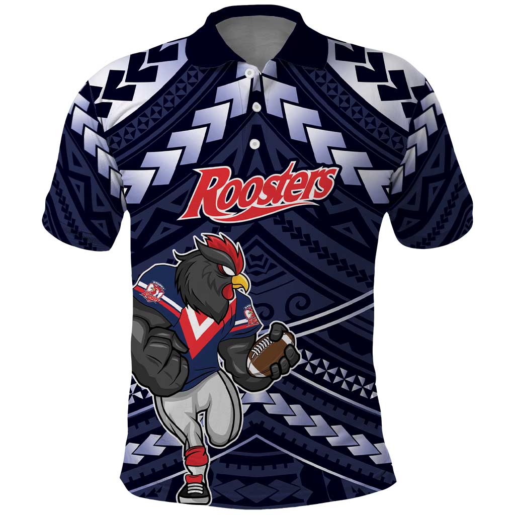 Custom Roosters Rugby Polynesian Tribal Polo Shirt LT9 - Vibe Hoodie Shop