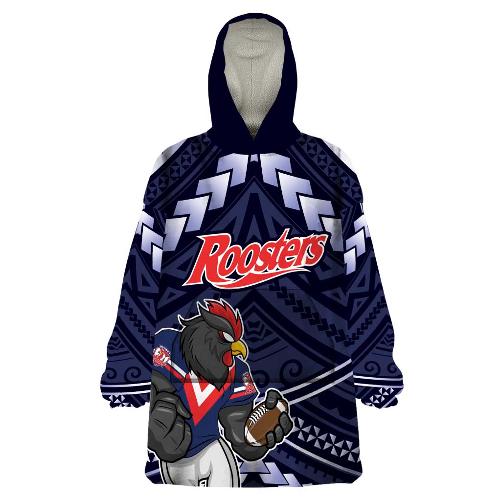 Custom Roosters Rugby Polynesian Tribal Wearable Blanket Hoodie - Vibe Hoodie Shop