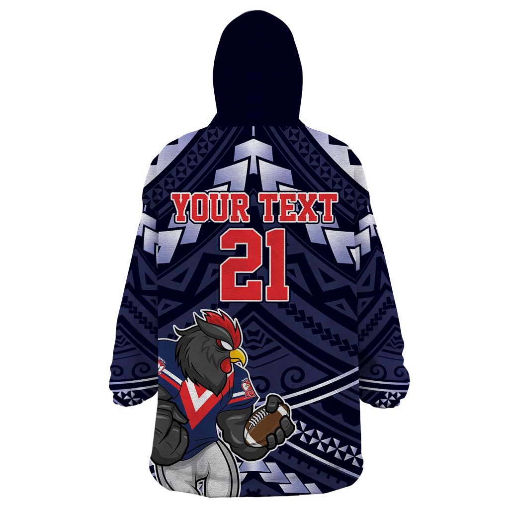 Custom Roosters Rugby Polynesian Tribal Wearable Blanket Hoodie - Vibe Hoodie Shop