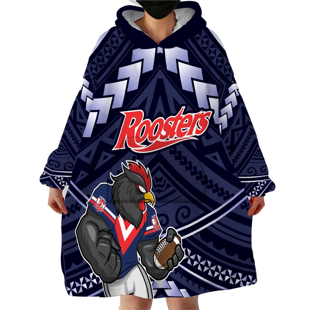 Custom Roosters Rugby Polynesian Tribal Wearable Blanket Hoodie - Vibe Hoodie Shop