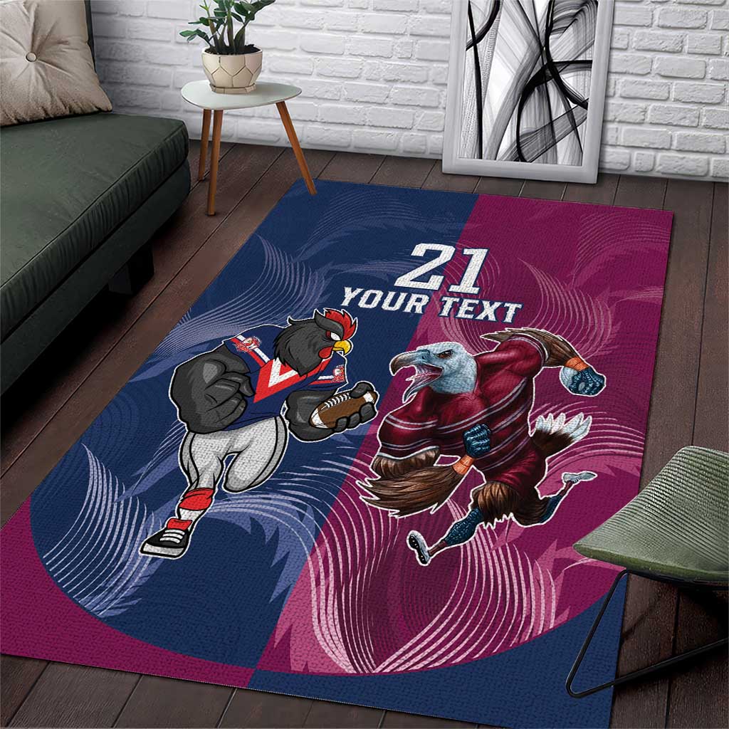 Roosters-Sea Eagles Rugby Custom Area Rug Half Grunge Style - Vibe Hoodie Shop