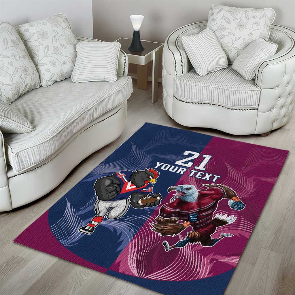 Roosters-Sea Eagles Rugby Custom Area Rug Half Grunge Style - Vibe Hoodie Shop