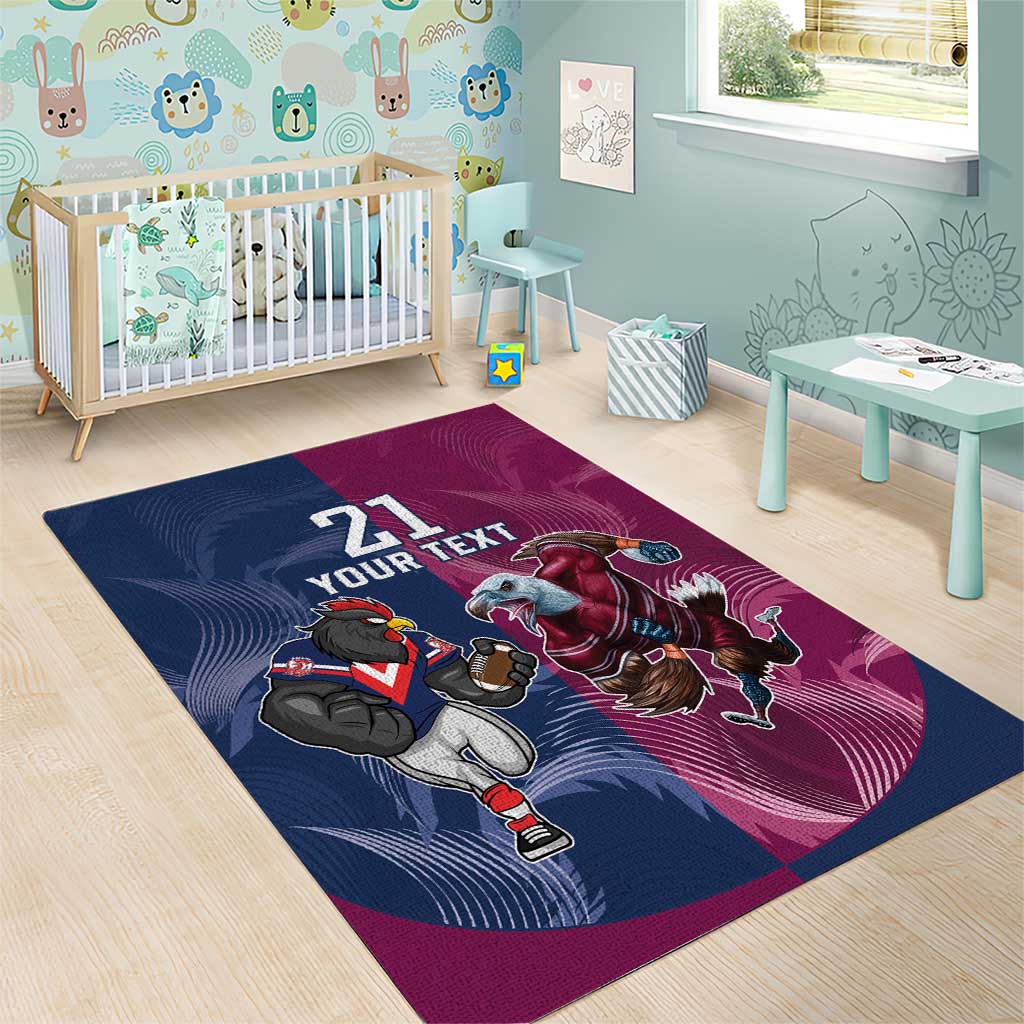 Roosters-Sea Eagles Rugby Custom Area Rug Half Grunge Style - Vibe Hoodie Shop