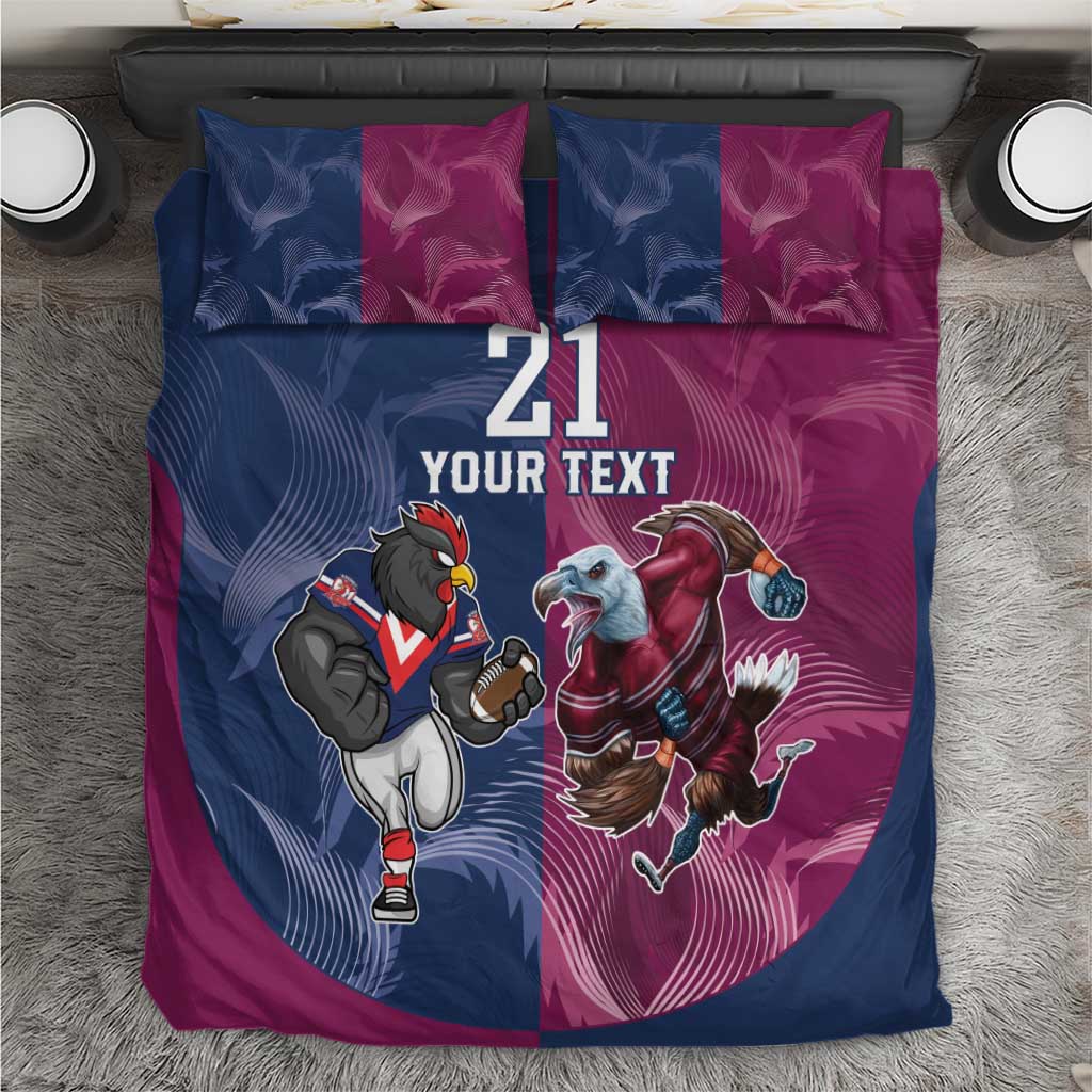 Roosters-Sea Eagles Rugby Custom Bedding Set Half Grunge Style - Vibe Hoodie Shop