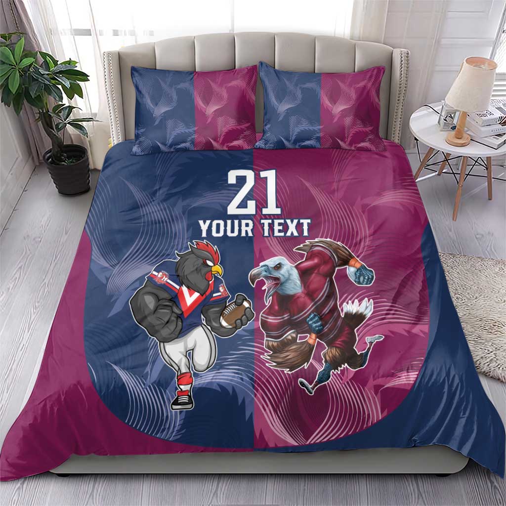 Roosters-Sea Eagles Rugby Custom Bedding Set Half Grunge Style - Vibe Hoodie Shop