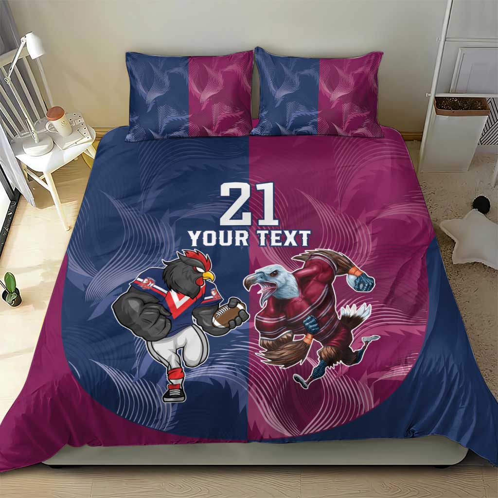 Roosters-Sea Eagles Rugby Custom Bedding Set Half Grunge Style - Vibe Hoodie Shop