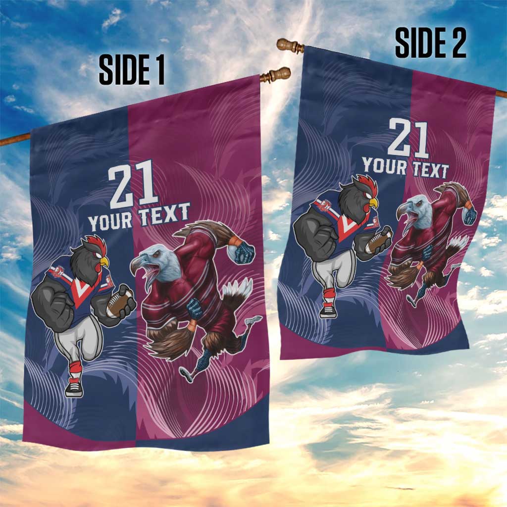 Roosters-Sea Eagles Rugby Custom Garden Flag Half Grunge Style - Vibe Hoodie Shop